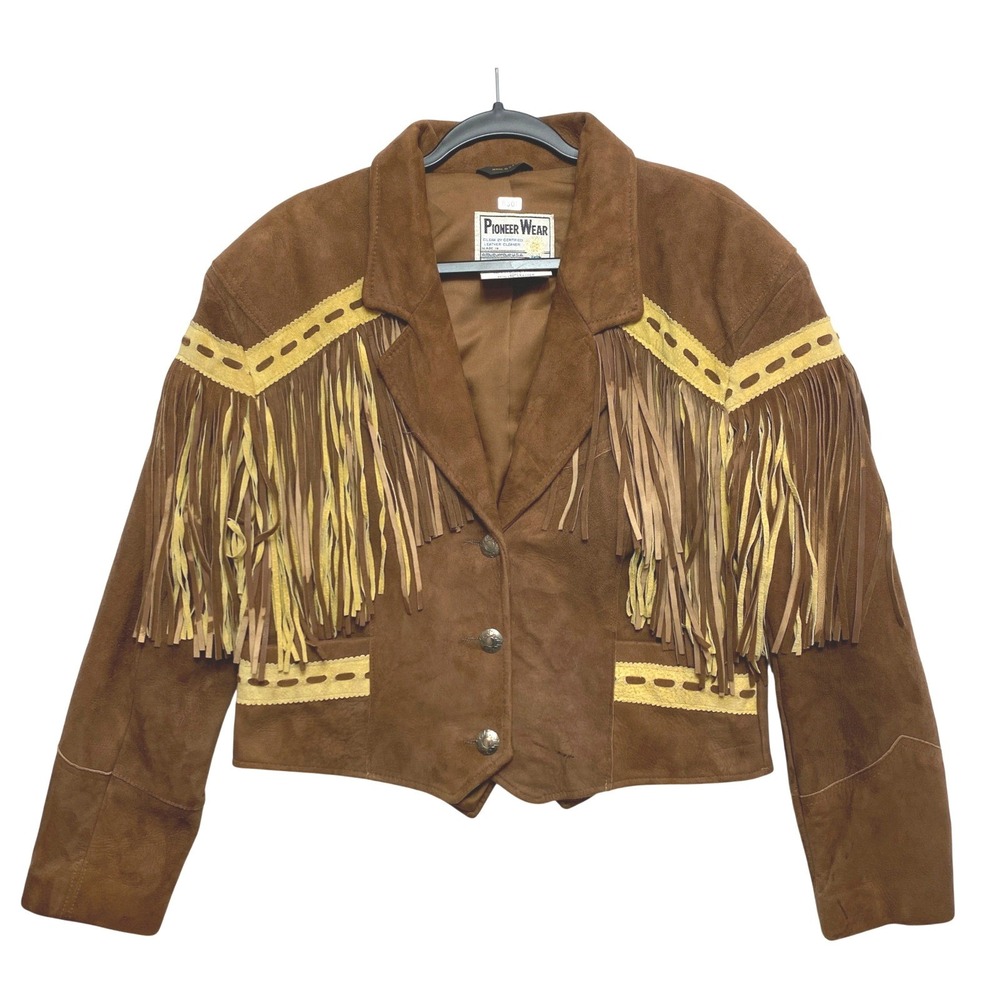 Pioneer Wear Jacket Womens 14 Brown Genuine Leather Suede Fringe Western